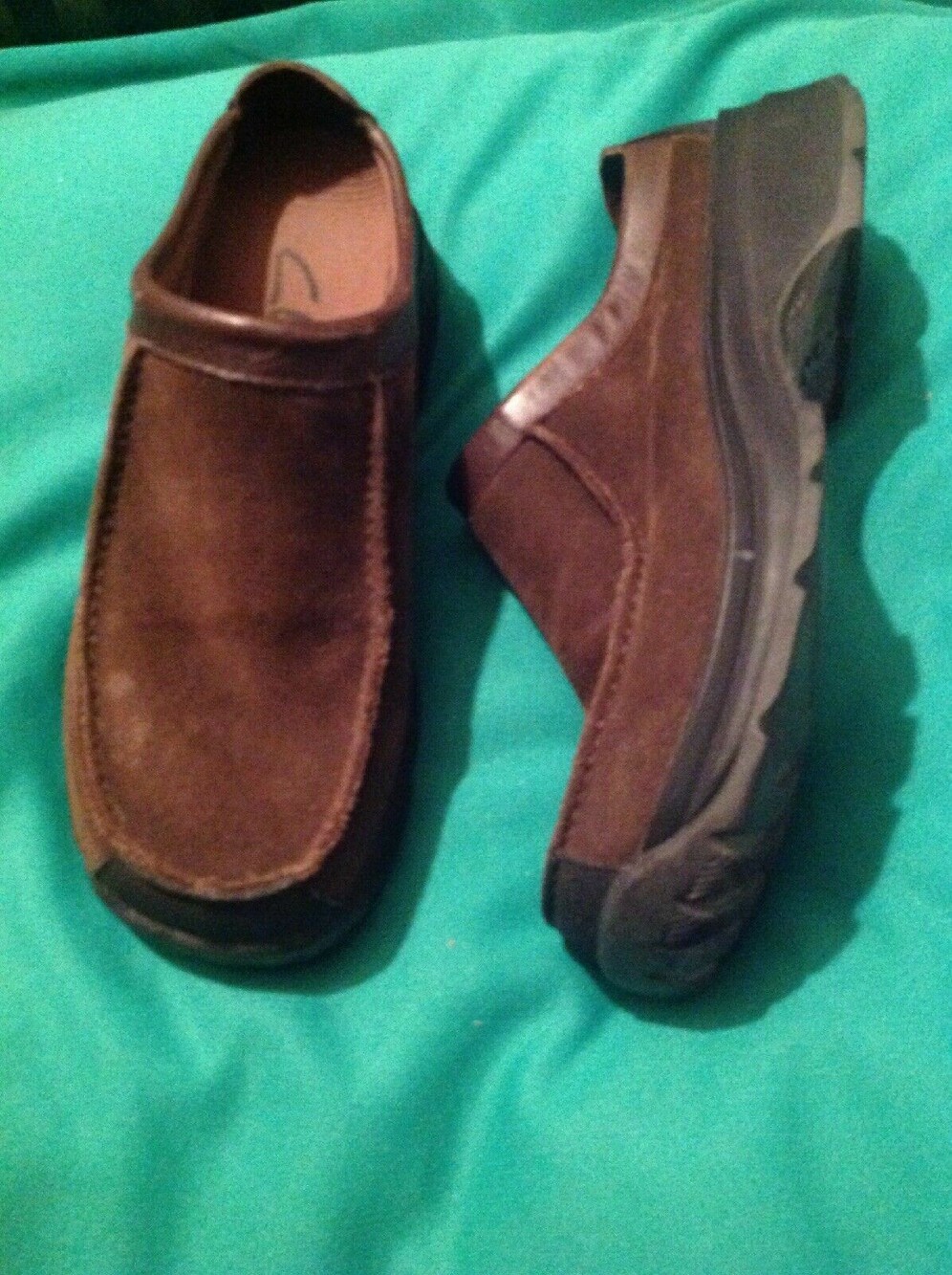 CLARKS 34392 WOMEN'S BROWN 5.5M NUBUCK SUEDE LEATHER MULES SHOES